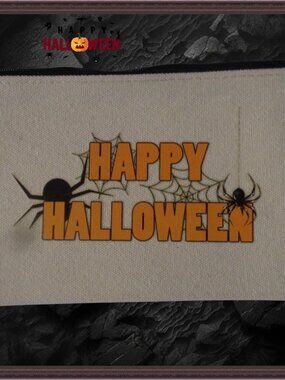 Happy Halloween Spider Web Cosmetic Accessory Pencil Bag With Heat Stamp